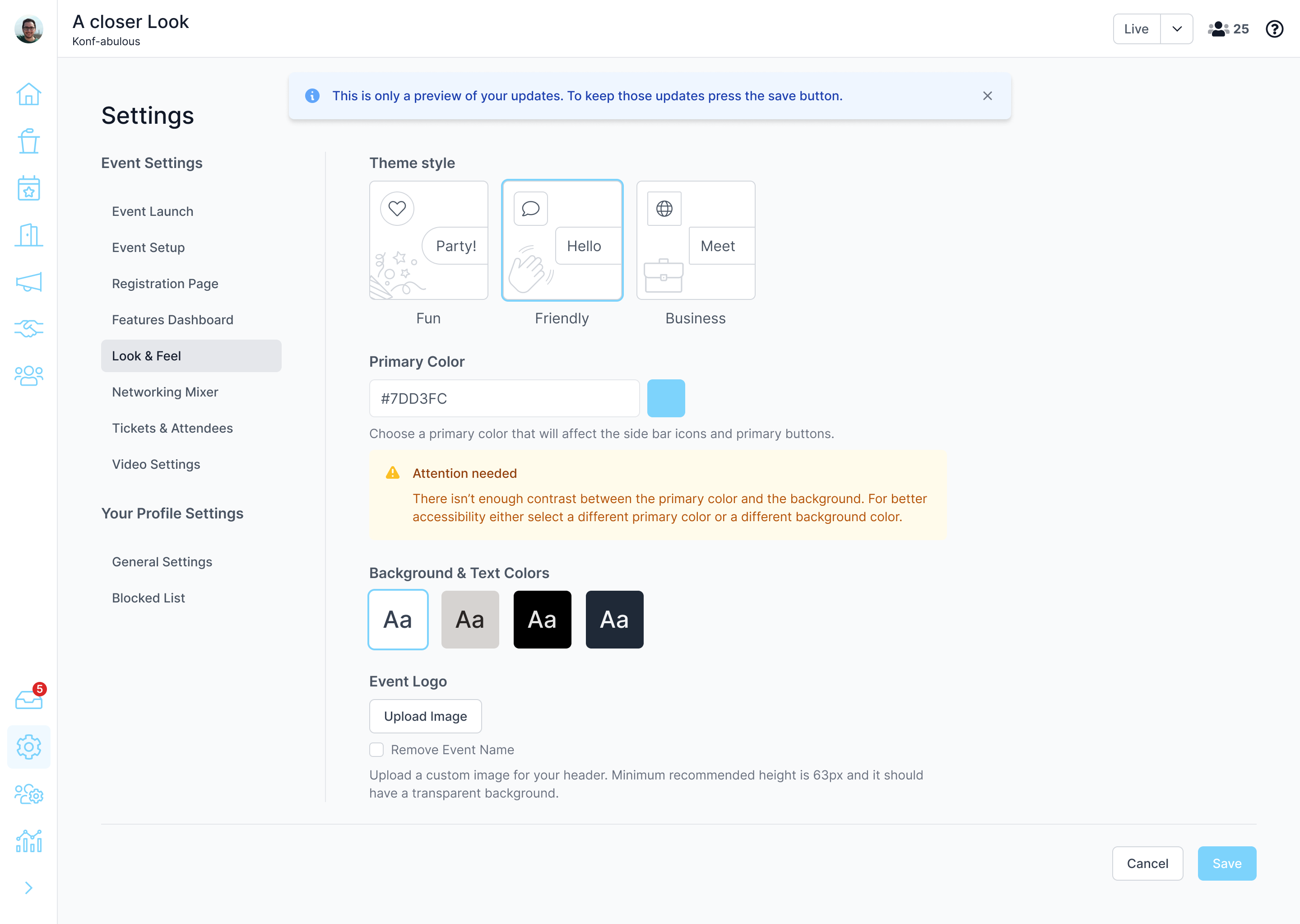 Look and feel accessibility check